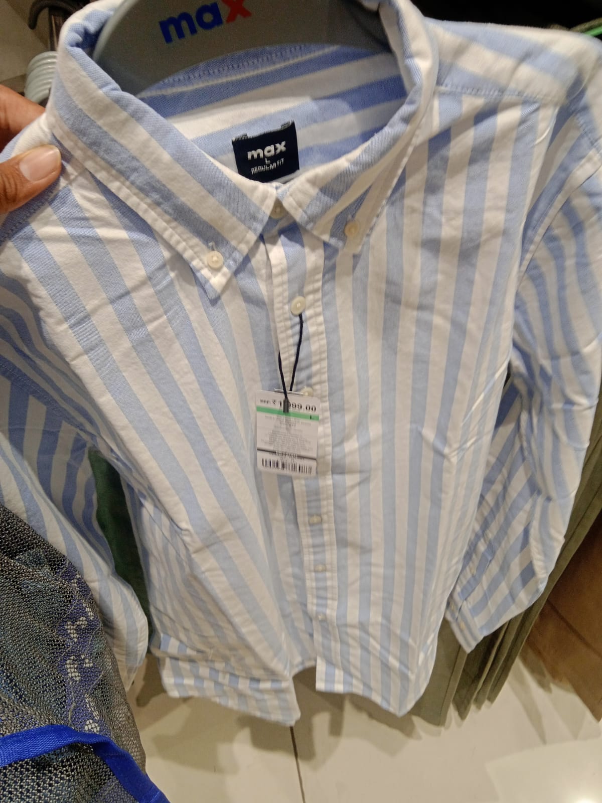 blue-white stripped shirt